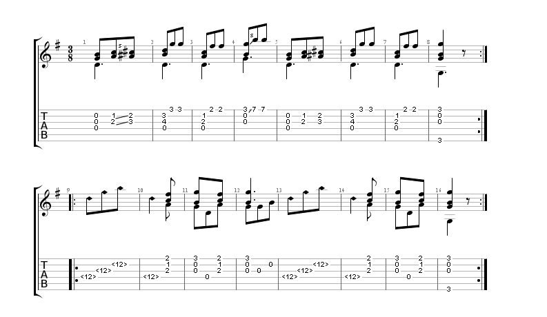 sheet music for guitar beginners